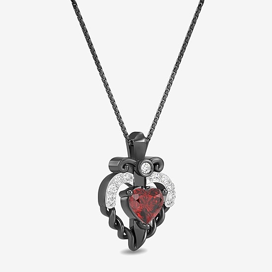 Evil Queen (I2, I) Womens 1/2 CT. T.W. Genuine Red Garnet Sterling Silver Heart 18 Inch Pendant Necklace