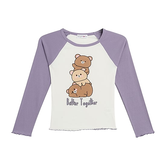 by&by girl Big Kid Girls Round Neck Long Sleeve Regular Fit Graphic T-Shirt