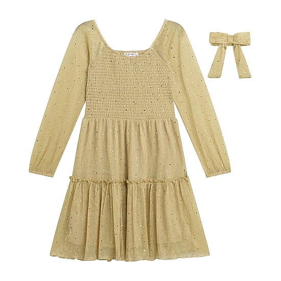 Knit Works Big Kid Girls Embellished Long Sleeve Knit A-Line Dress