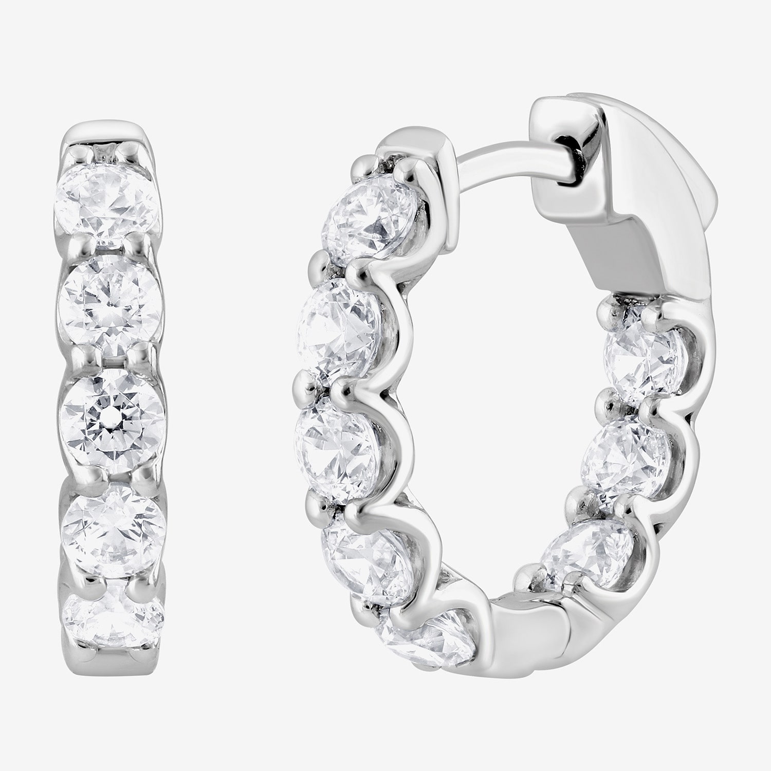 (Si2/F) Womens 2 CT. T.W. Lab Grown White Diamond Sterling Silver 17.6mm Hoop Earrings