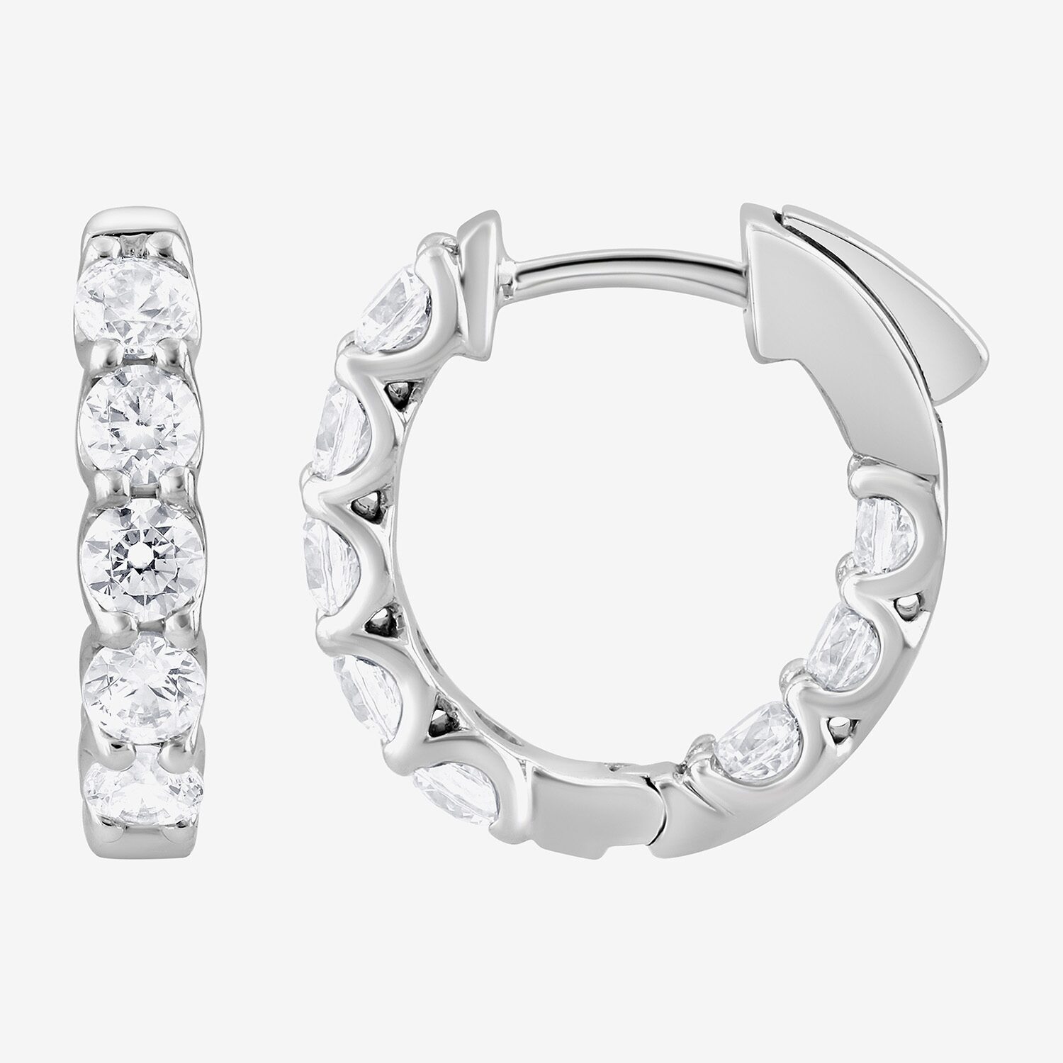 (Si2/F) Womens 2 CT. T.W. Lab Grown White Diamond Sterling Silver 17.6mm Hoop Earrings