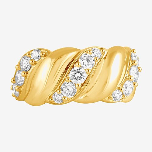 (F, Si2) Womens 1 CT. T.W. Lab Grown White Diamond 14K Gold Over Silver Cocktail Ring, 7, Yellow