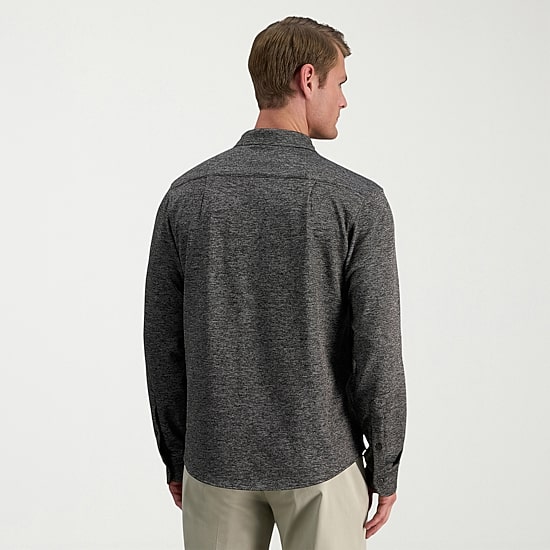 Haggar Stretch Twill Mens Long Sleeve Regular Fit Button-Down Shirt