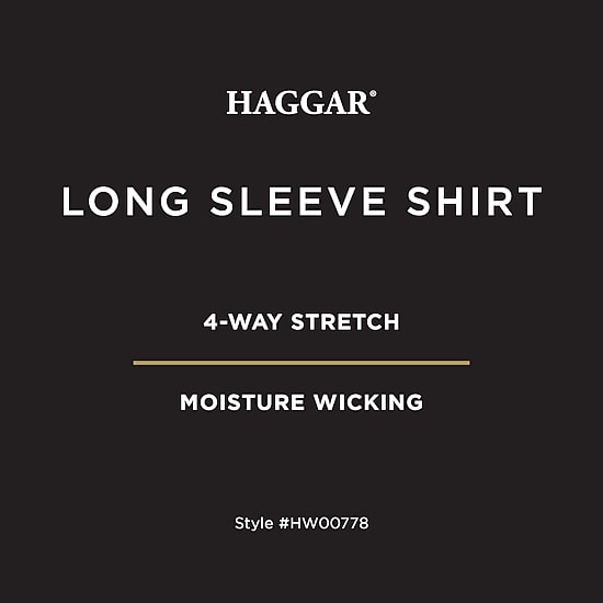 Haggar Stretch Twill Mens Long Sleeve Regular Fit Button-Down Shirt