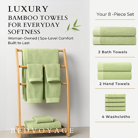 BedVoyage Resort 8-pc. Rayon from Bamboo Bath Towel Set