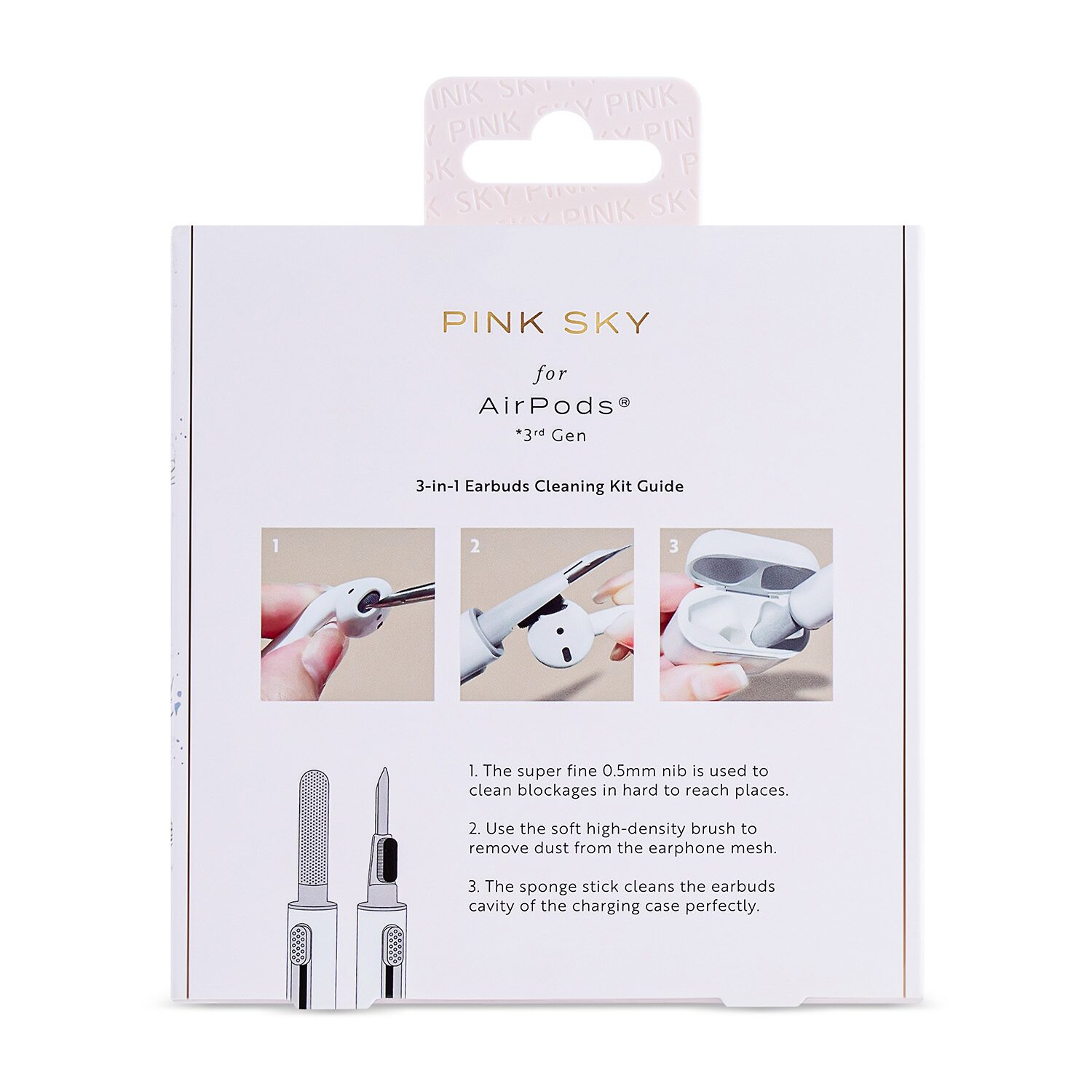 Pink Sky Pressed Flower Airpod Case with Cleaning Kit