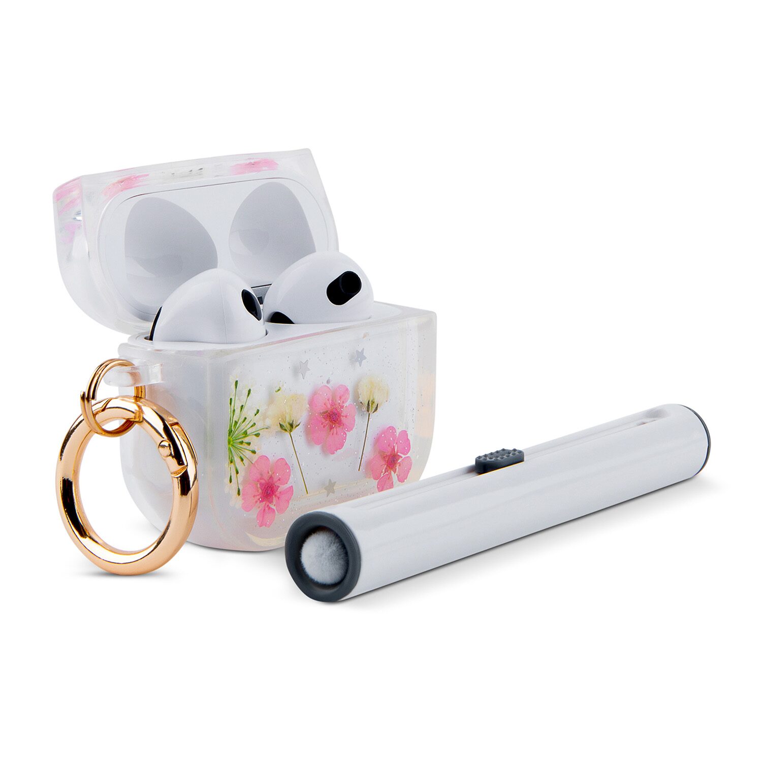 Pink Sky Pressed Flower Airpod Case with Cleaning Kit