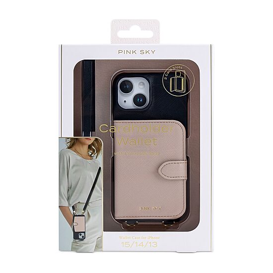Pink Sky iPhone 16 Promax Wallet Case with Crossbody Strap