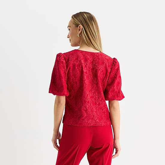 Liz Claiborne Womens Keyhole Neck Elbow Sleeve Blouse
