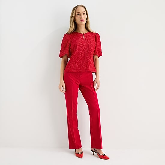 Liz Claiborne Womens Keyhole Neck Elbow Sleeve Blouse