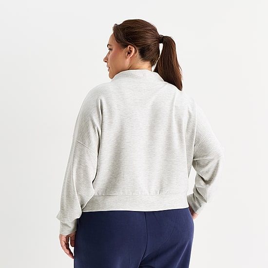 Stylus Womens Plus Funnel Neck Long Sleeve Sweatshirt