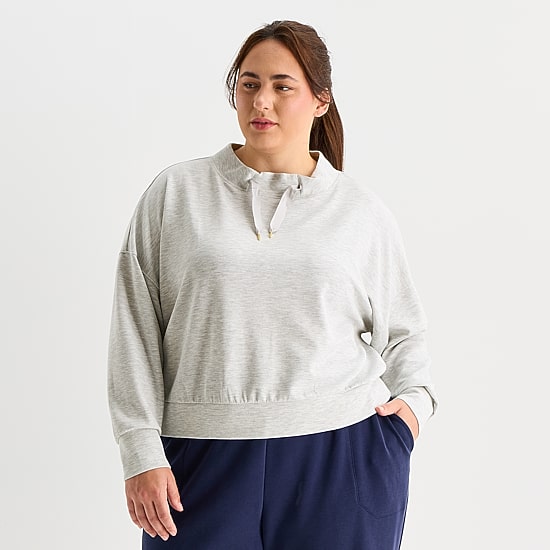 Stylus Womens Plus Funnel Neck Long Sleeve Sweatshirt