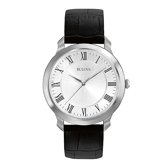 Bulova Classic Mens Black Leather Strap Watch 96a133