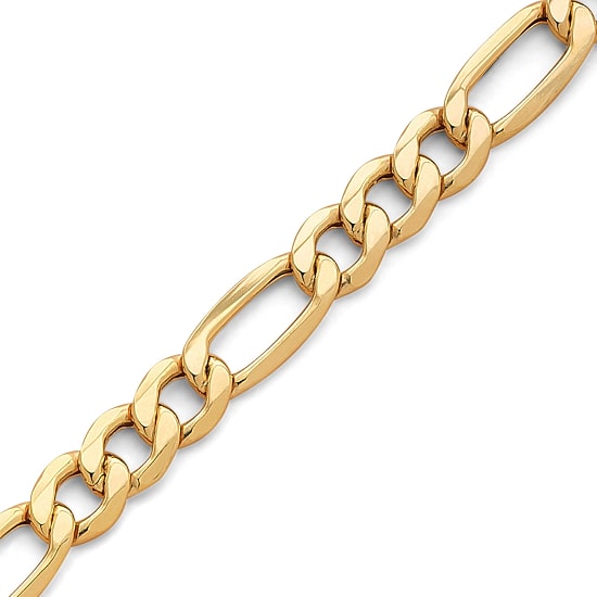 Made in Italy Mens 10K Gold 8 1/2 Inch Figaro Chain Bracelet