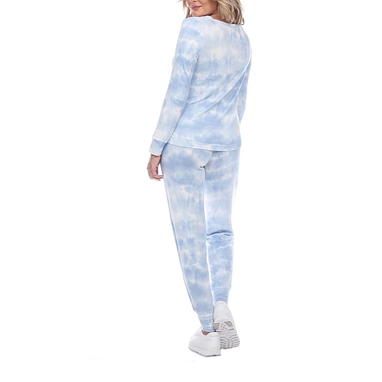 White Mark Womens Crew Neck Long Sleeve 2-pc. Pajama Set
