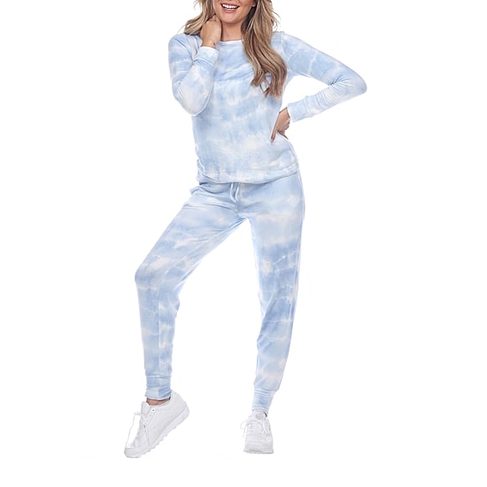 White Mark Womens Crew Neck Long Sleeve 2-pc. Pajama Set
