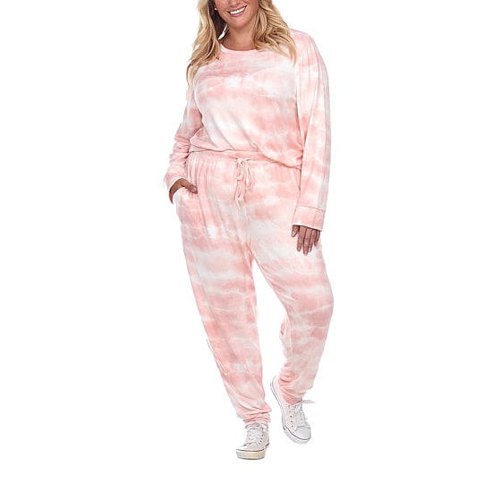 White Mark Womens Plus Long Sleeve Pant Pajama Set 2-pc.