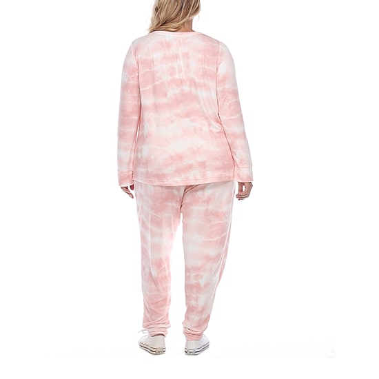White Mark Womens Plus Long Sleeve Pant Pajama Set 2-pc.