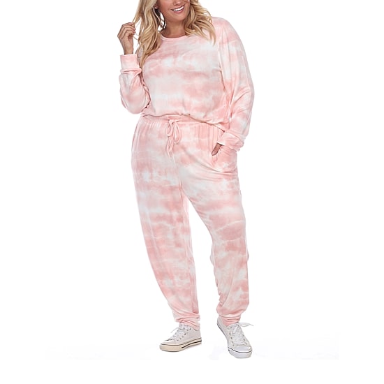 White Mark Womens Plus Long Sleeve Pant Pajama Set 2-pc.