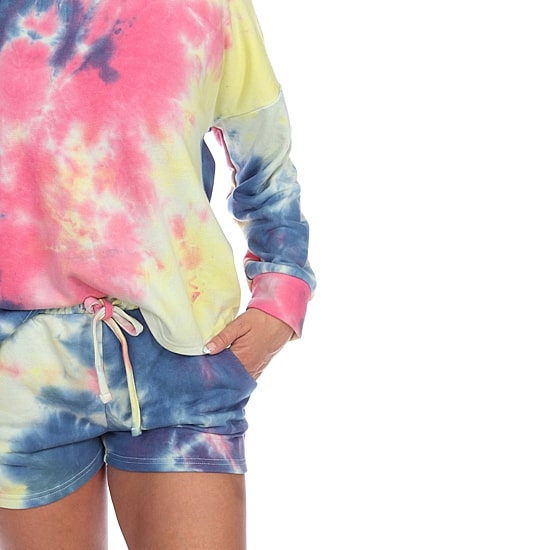 White Mark Womens Long Sleeve Shorts Pajama Set 2-pc.