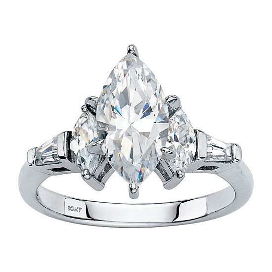 DiamonArt® Womens 2 3/4 CT. T.W. White Cubic Zirconia 10K Gold Diamond Engagement Ring