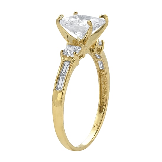 DiamonArt® Womens 2 1/5 CT. T.W. White Cubic Zirconia 10K Gold Square Engagement Ring