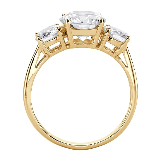 DiamonArt® Womens 3 CT. T.W. White Cubic Zirconia 10K Gold Round Engagement Ring