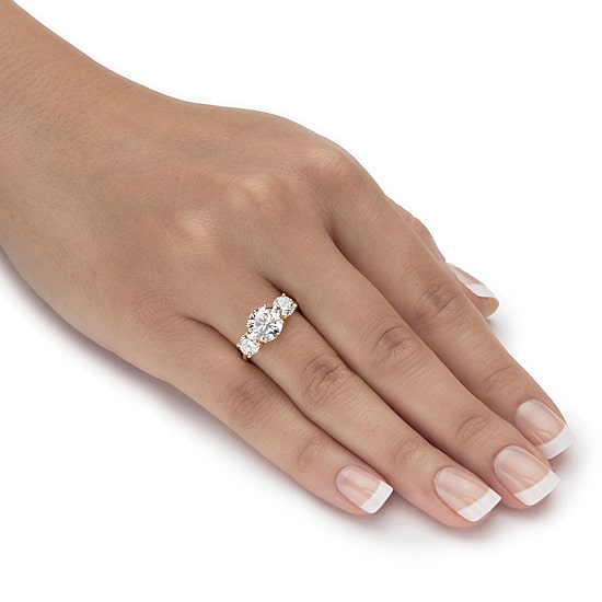 DiamonArt® Womens 3 CT. T.W. White Cubic Zirconia 10K Gold Round Engagement Ring