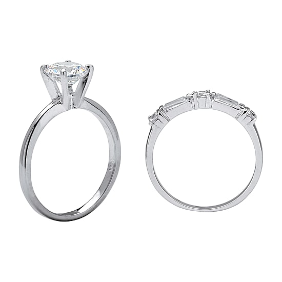 DiamonArt® Womens 2 CT. T.W. White Cubic Zirconia Sterling Silver Round Bridal Set