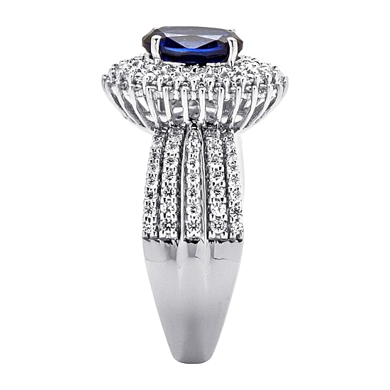 DiamonArt® Womens 2 1/5 CT. T.W. Lab Created Blue Sapphire Platinum Over Silver Oval Engagement Ring