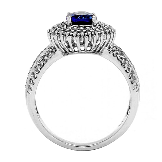 DiamonArt® Womens 2 1/5 CT. T.W. Lab Created Blue Sapphire Platinum Over Silver Oval Engagement Ring