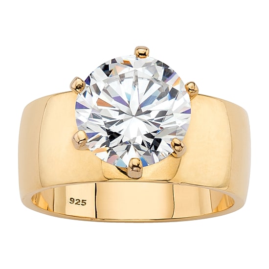 DiamonArt® Womens 4 CT. T.W. White Cubic Zirconia 14K Gold Over Silver Round Engagement Ring
