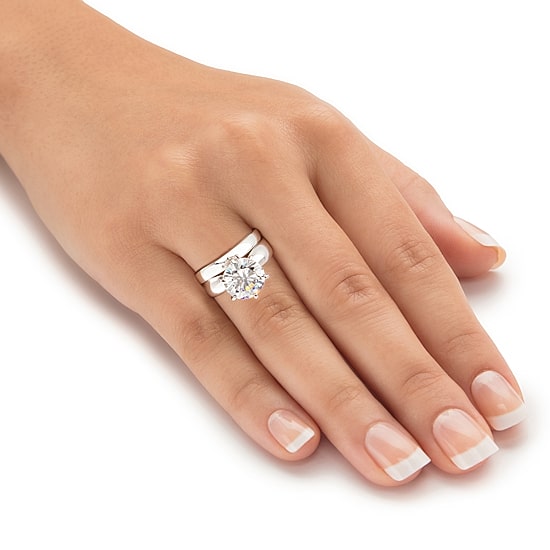 DiamonArt® Womens 3 1/2 CT. T.W White Cubic Zirconia Platinum Over Silver Round Bridal Set
