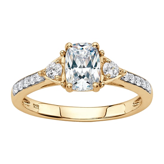 DiamonArt® Womens 1 3/4 CT. T.W. Lab Created White Sapphire 18K Gold Over Silver Rectangular Engagement Ring