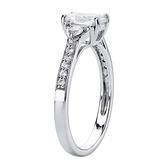 DiamonArt® Womens 1 3/4 CT. T.W. Lab Created White Sapphire Platinum Over Silver Rectangular Engagement Ring