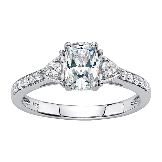 DiamonArt® Womens 1 3/4 CT. T.W. Lab Created White Sapphire Platinum Over Silver Rectangular Engagement Ring