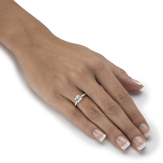 DiamonArt® Womens 1 1/6 CT. T.W. Lab Created White Sapphire Platinum Over Silver Square Engagement Ring