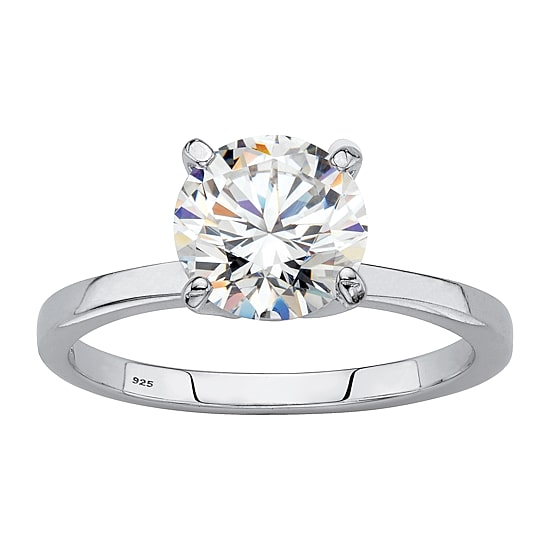 DiamonArt® Womens 1 7/8 CT. T.W. Lab Created White Sapphire Platinum Over Silver Round Engagement Ring