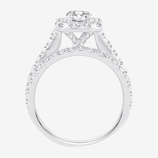 2 CT.T.W. Natural Diamond Cushion Halo Bridal Set in 10K or 14K Gold