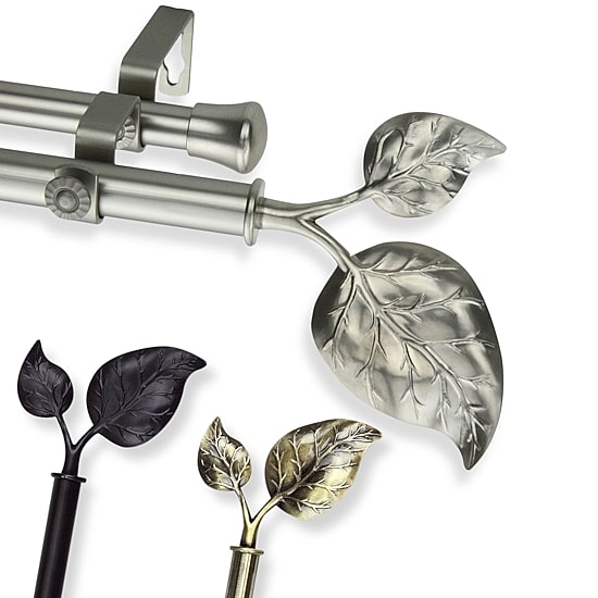 Rod Desyne Double 13/16" Adjustable Curtain Rod with Ivy Finials