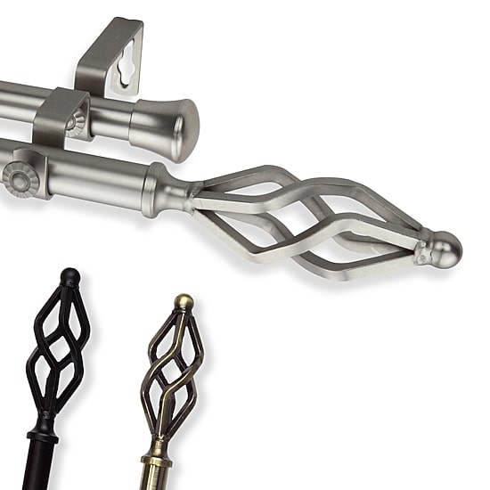 Rod Desyne Double 13/16" Adjustable Curtain Rod with Marquise Finials