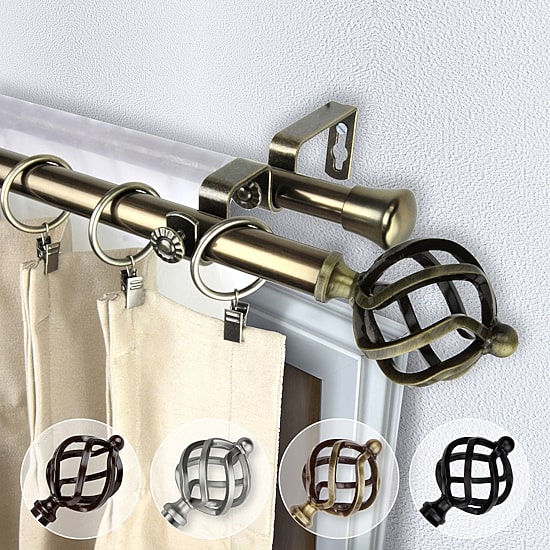 Rod Desyne Double 13/16" Adjustable Curtain Rod with Twist Finials