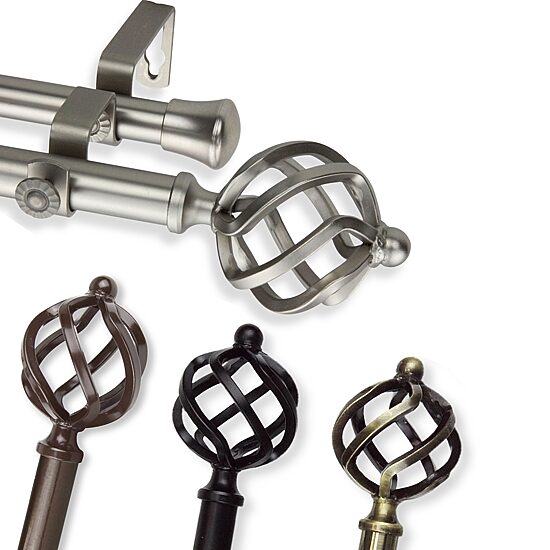 Rod Desyne Double 13/16" Adjustable Curtain Rod with Twist Finials