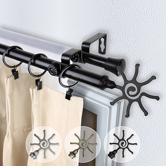 Rod Desyne Double 13/16" Adjustable Curtain Rod with Sun Finials