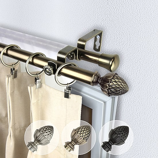 Rod Desyne Double 13/16" Adjustable Curtain Rod with Acorn Finials