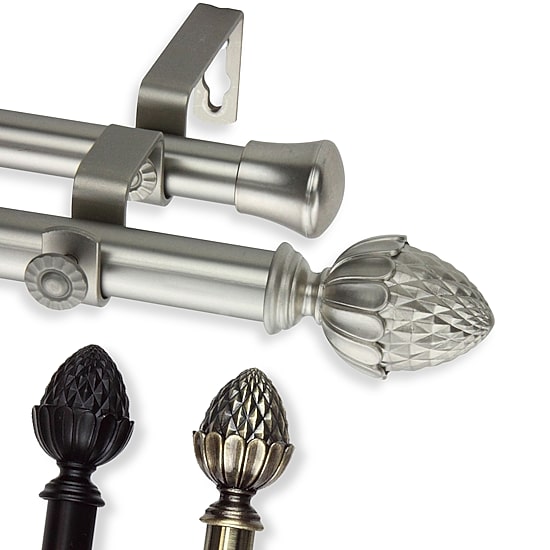 Rod Desyne Double 13/16" Adjustable Curtain Rod with Acorn Finials