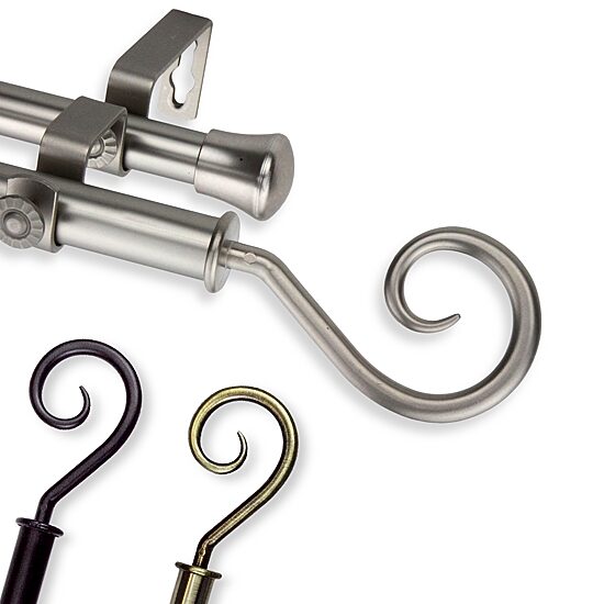 Rod Desyne Double 13/16" Adjustable Curtain Rod with Curl Finials