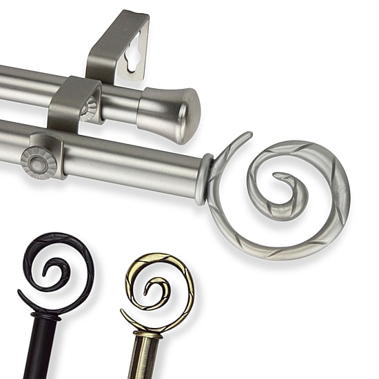 Rod Desyne Double 13/16" Adjustable Curtain Rod with Spiral Finials