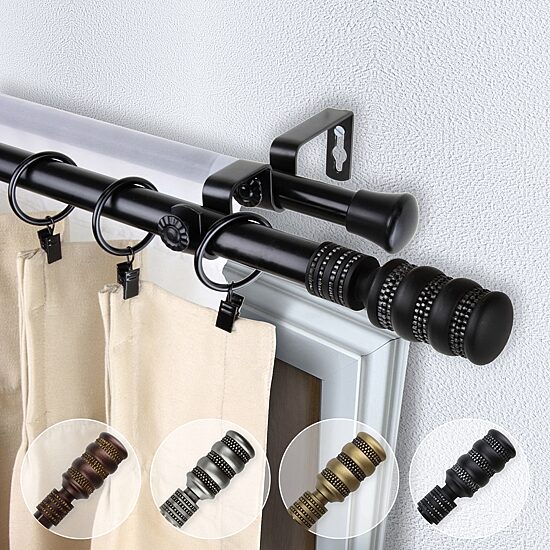 Rod Desyne Dollop 13/16" Adjustable Double Curtain Rod