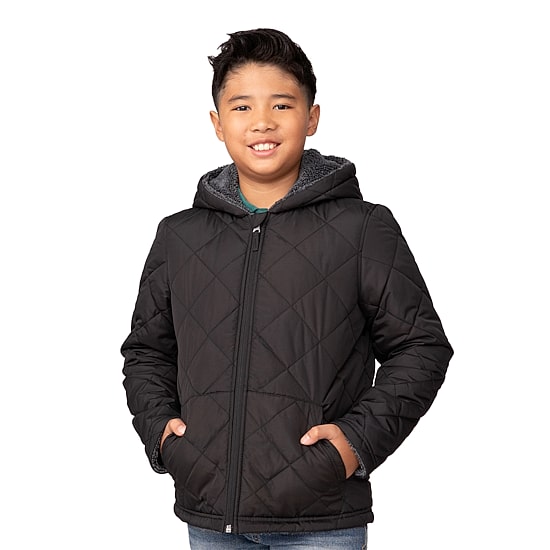 Free Country Little & Big Kid Boys Hooded Water Resistant Reversible Midweight Quilted Jacket